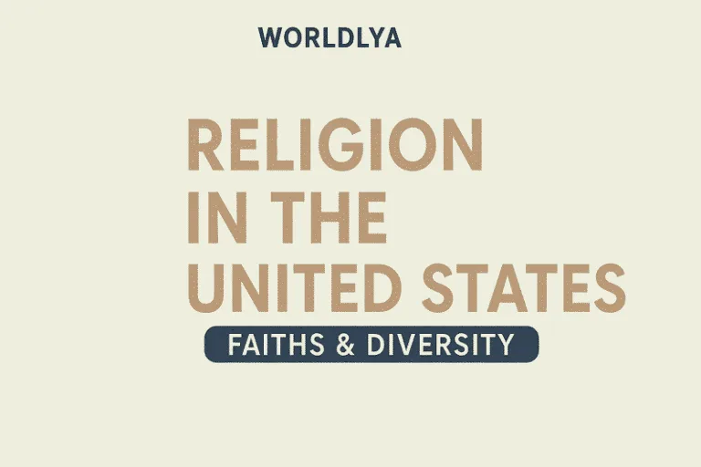 A map of the United States with various religious symbols overlayed, illustrating faiths and diversity.