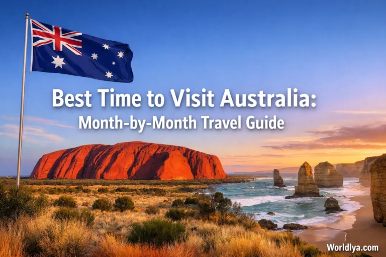 Uluru rock formation at sunset in Australia, perfect for the best time to visit.