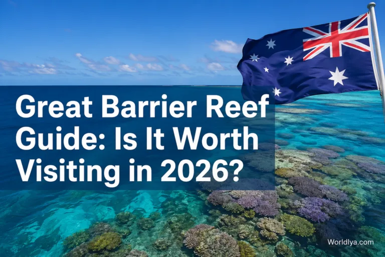 A vibrant coral reef scene from the Great Barrier Reef guide showing colorful marine life and clear blue water, perfect for visitors in 2026.
