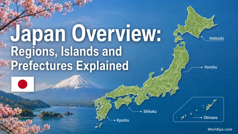Map of Japan showing its main regions, islands, and prefectures for a detailed geographical overview.