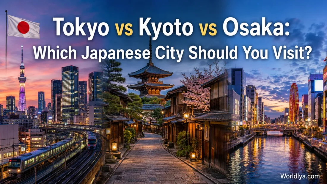 Japanese city comparison of Tokyo, Kyoto, and Osaka to help decide which city to visit for your trip.