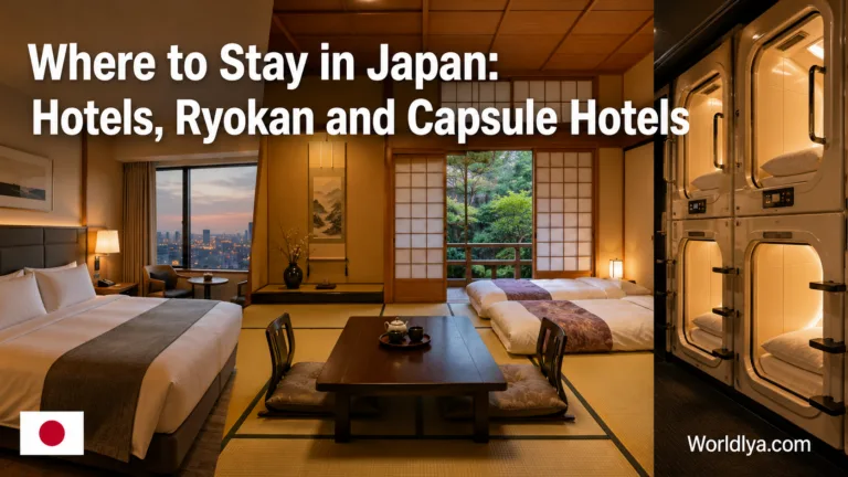 A cozy traditional ryokan and capsule hotel in Japan showcasing unique accommodations for travelers exploring where to stay in Japan.
