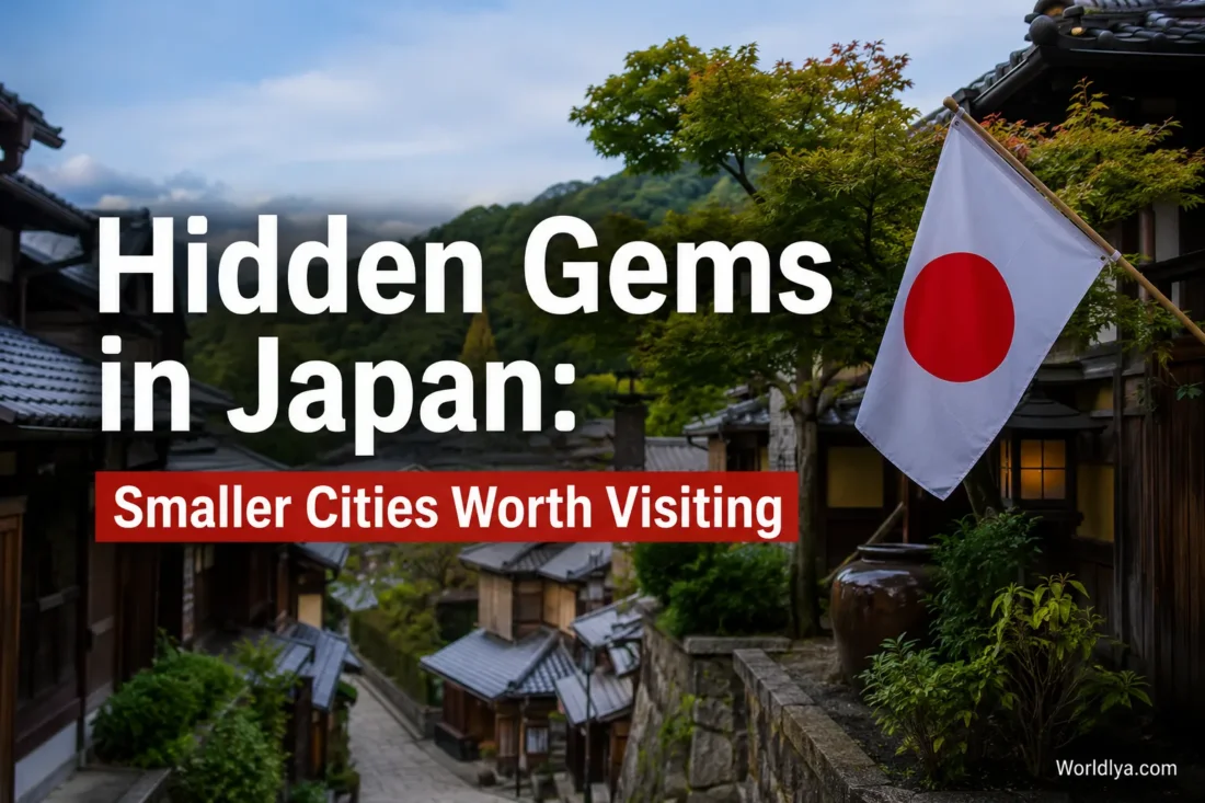 Small Japanese town with traditional houses and colorful lanterns, showcasing one of the hidden gems in Japan.